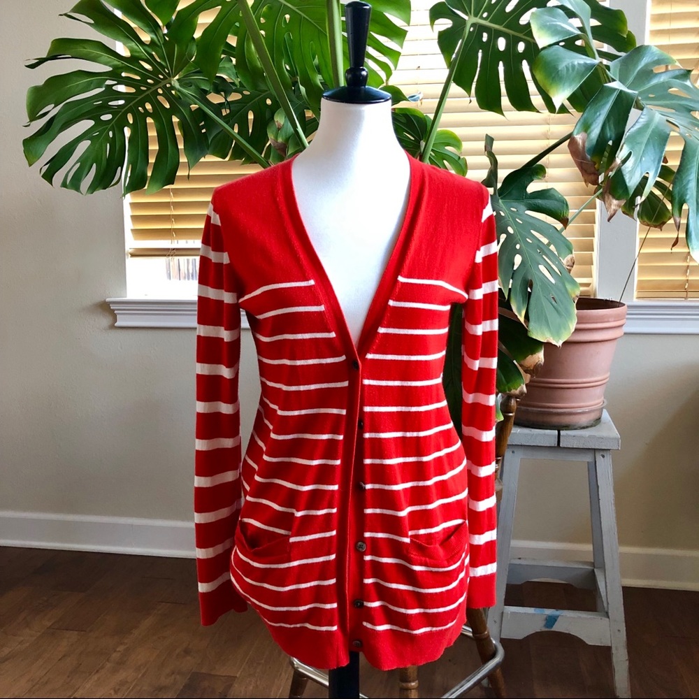 Gap Red & White Cardigan